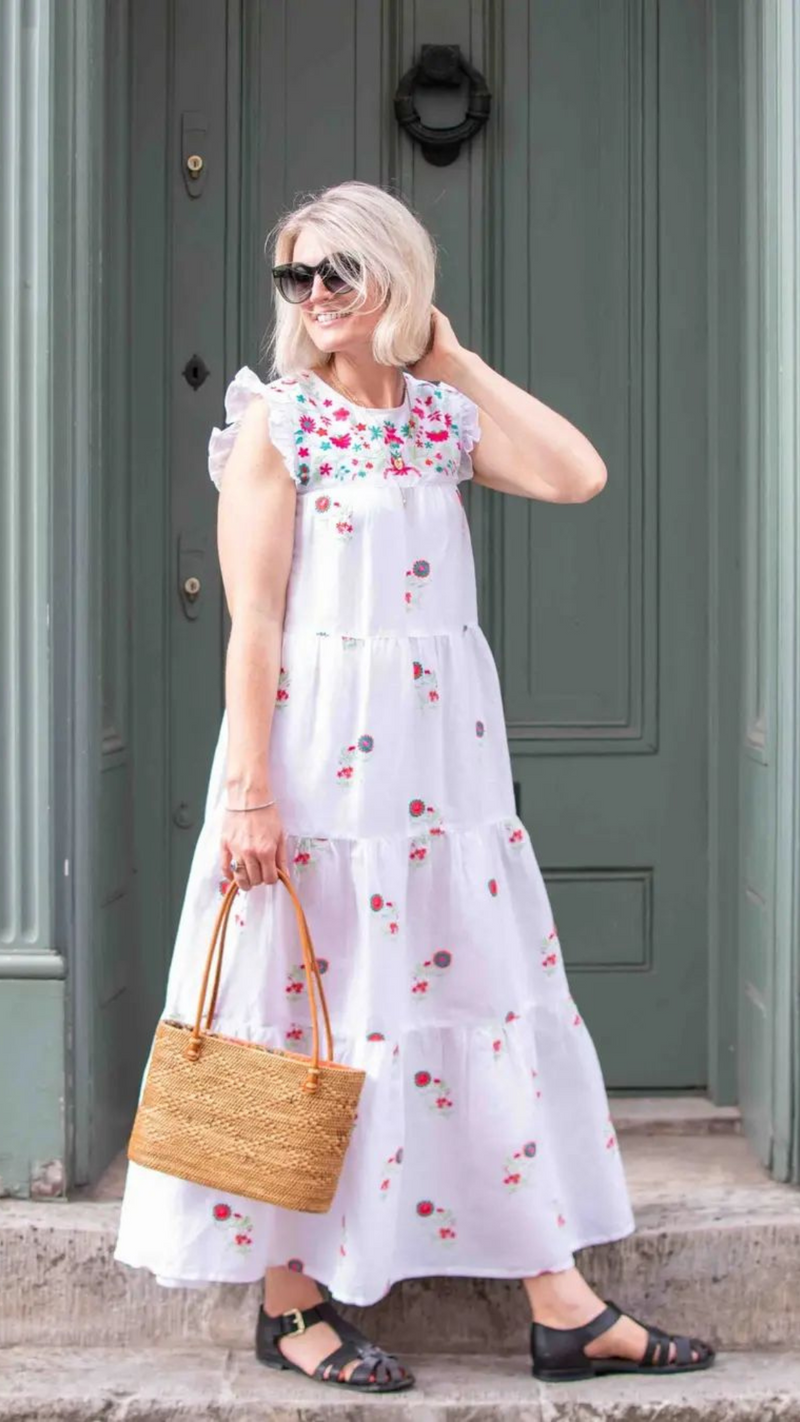 Grey dress hotsell with white flowers