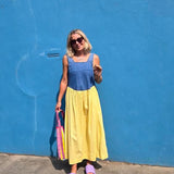 Zoe Denim and Yellow Gingham Maxi Dress