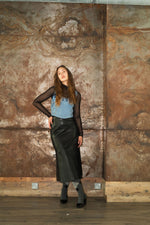 Leather Midi Skirt by Albaray