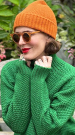 Moss Stitch Chunky Sweater in Pagoda Green by Quinton + Chadwick