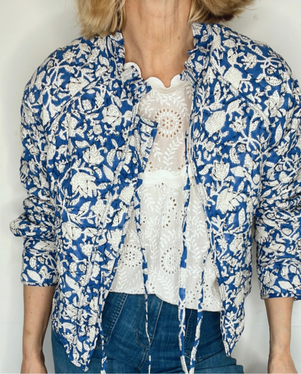 Clem Cotton Quilted Jacket in Indigo by 46 Stitch