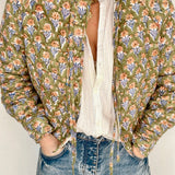 Kiki Cotton Quilted Jacket in Khaki