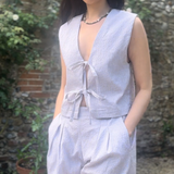 Gracie Mushroom Gingham Bow Vest