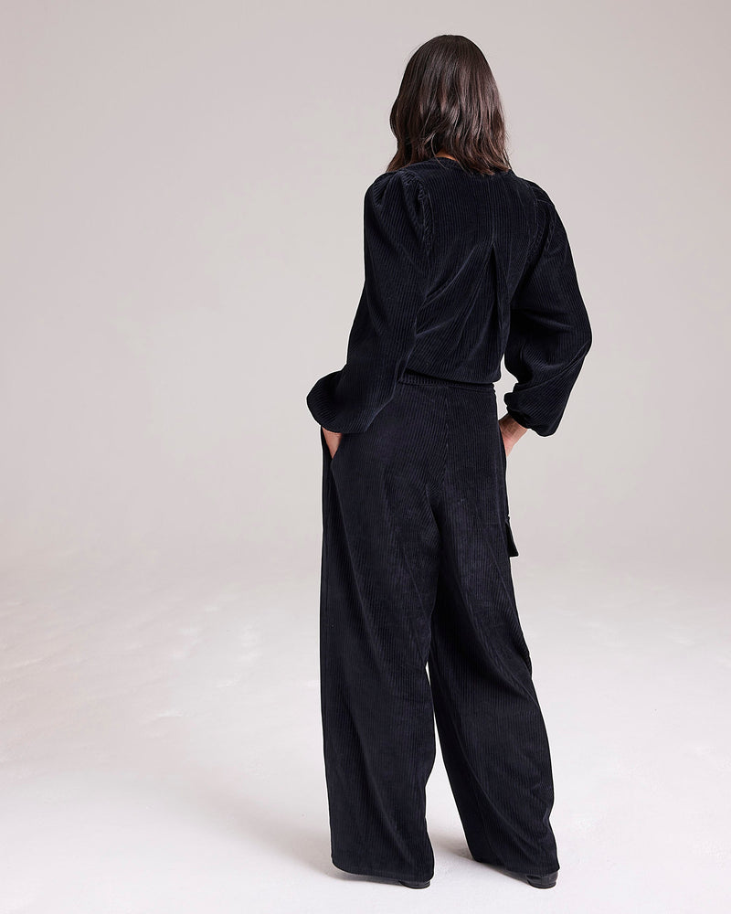 Marley Wide Leg Cargo Trouser in Black by Cape Cove