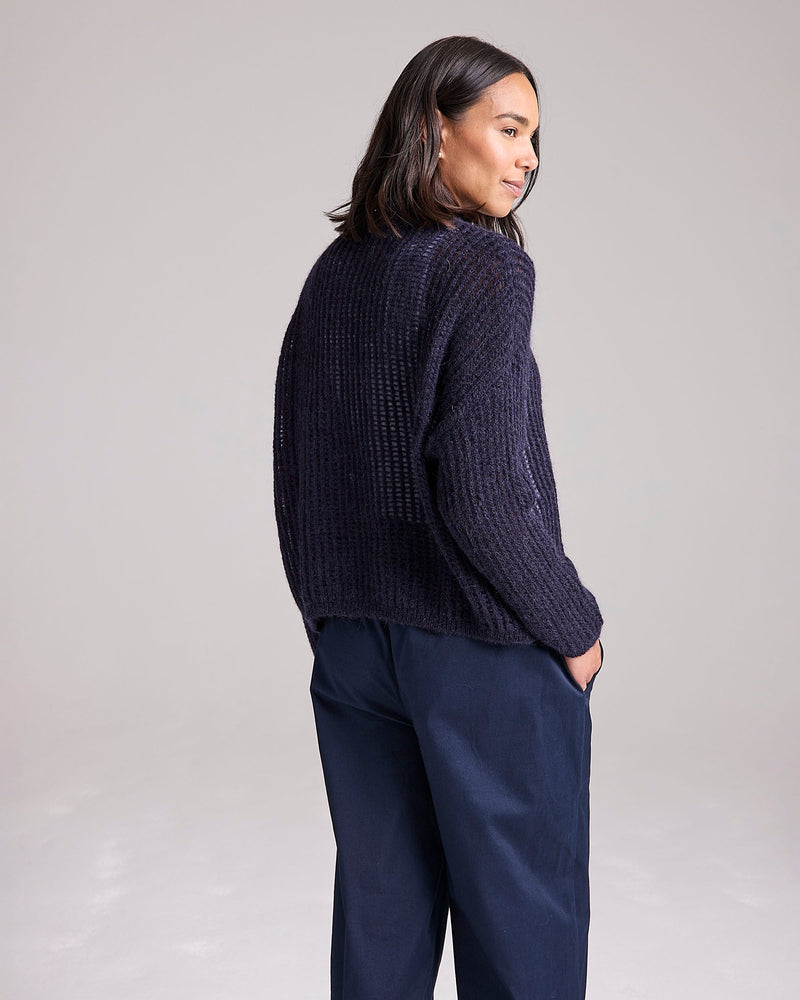 Waffle Stitch Italian Jumper in Navy by Cape Cove