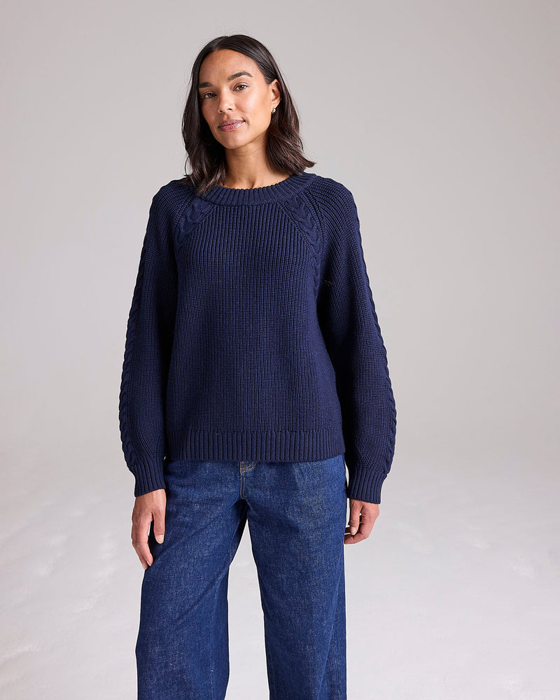 Dawn Merino Jumper in Navy by Cape Cove