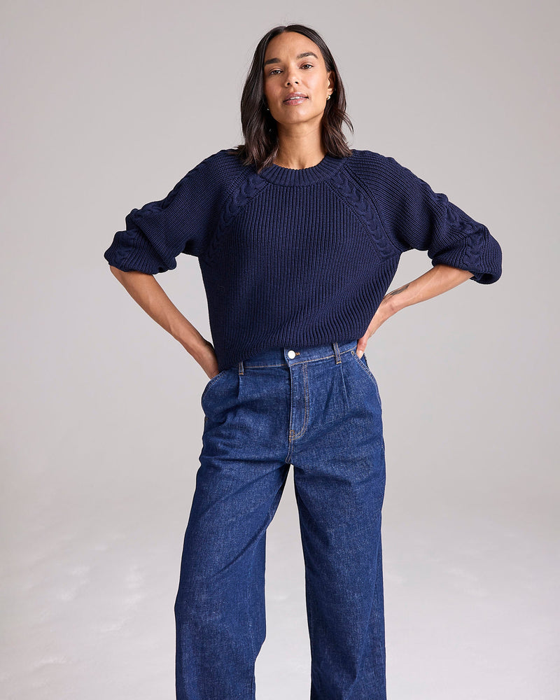 Dawn Merino Jumper in Navy by Cape Cove