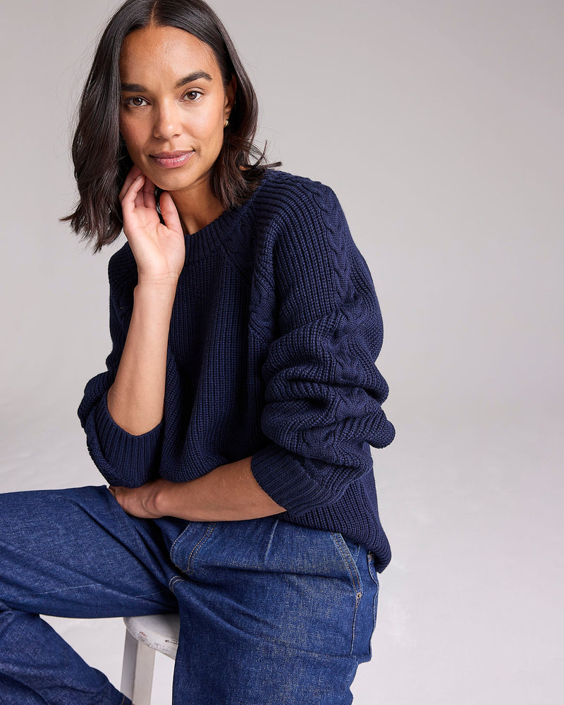 Dawn Merino Jumper in Navy by Cape Cove