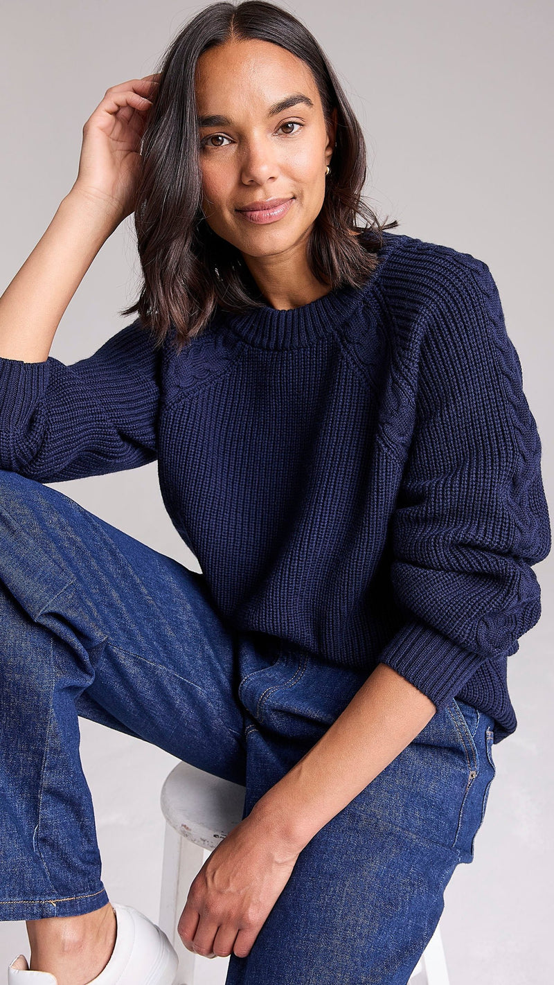 Dawn Merino Jumper in Navy by Cape Cove