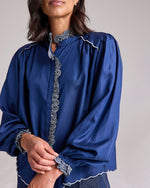 Cove Silk Blouse in Navy by Cape Cove