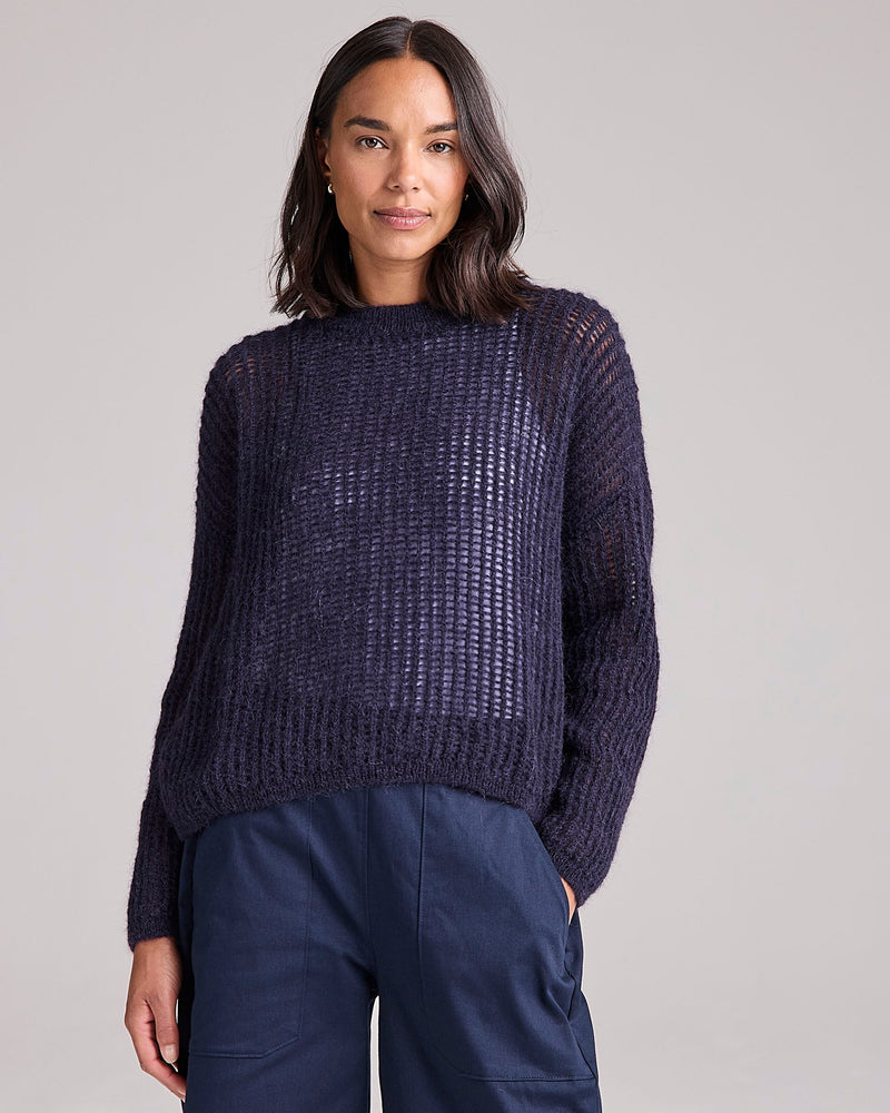 Waffle Stitch Italian Jumper in Navy by Cape Cove