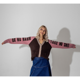 Do No Harm Take No Shit Lambswool Cardigan in Cocoa & Calamine