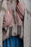 Betty Patchwork Cardigan in Heather Pink and Oatmeal by Charl