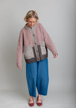 Betty Patchwork Cardigan in Heather Pink and Oatmeal by Charl