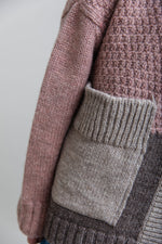 Betty Patchwork Cardigan in Heather Pink and Oatmeal by Charl