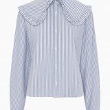 Blue Stripe Big Frill Collar Shirt