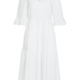 Imogen V Neck Dress in White Broderie