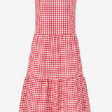 Inara Sleeveless Midi Dress in Red Gingham