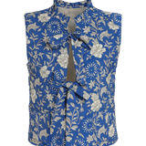 Sa Pa Quilted Bow Gilet in Blue Floral