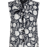 Lenny Quilted Bow Gilet in Black & White