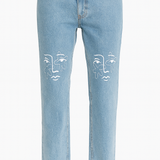 Neo High Waisted Organic Mom Fit Embroidered Jeans