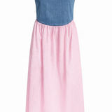 Zoe Denim and Pink Gingham Maxi Dress