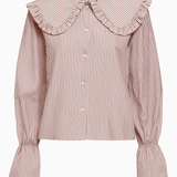 Pink Stripe Shirt with Big Frill Collar