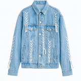 Upcycled Denim Thread Jacket Blue Denim