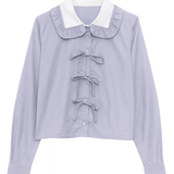 Grey Shirt with Mini Frill Collar