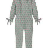 Thea Floral Cotton Jumpsuit in Denim Blue Print