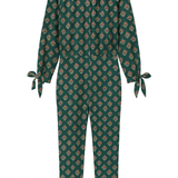 Beth Floral Cotton Jumpsuit in Dark Teal