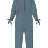 Gigi Cotton Jumpsuit in Navy Blue Check