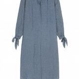 Gigi Cotton Midi Shirt Dress in Navy Blue Gingham