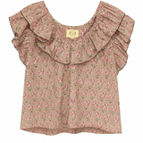 Lilly Frill Collared Cotton Top in Dusty Lilac Floral