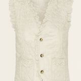 Millie Cotton Quilted Waistcoat in Silver Stripe