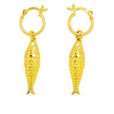 Mini Fish Charm Huggie Hoop Earrings