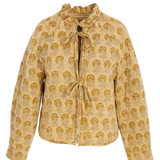 Cleo Cotton Quilted Jacket in Butter Yellow Floral