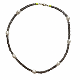 Chunky Silver Hematite and Pearl Spacer Necklace by Bella Riley