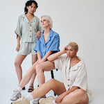 Women's Linen Shirt & Shorts Co-Ord Set in Blue | Fanfare