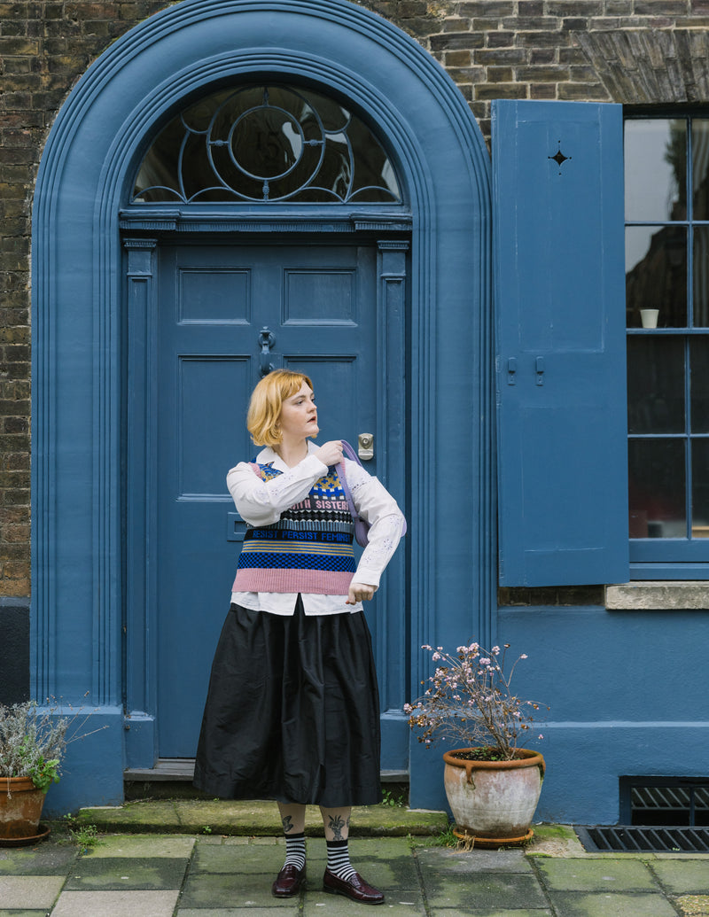 Patchwork Lambswool Tank Top in Klein Blue by Black & Beech