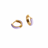 Lilac Enamel Gold Vermeil Huggie Hoop Earrings by Claire Hill
