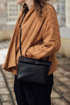 Rosie Roll Top Bag in Black Leather by Roake Studio