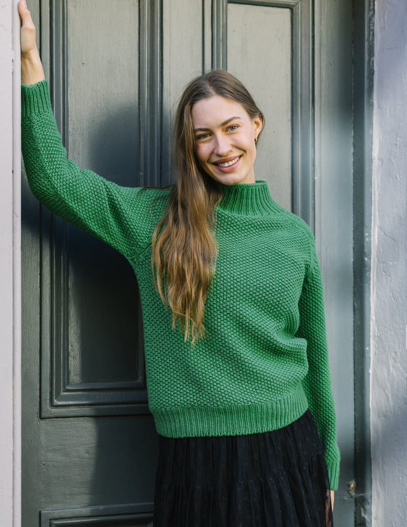 Moss Stitch Chunky Sweater in Pagoda Green by Quinton + Chadwick