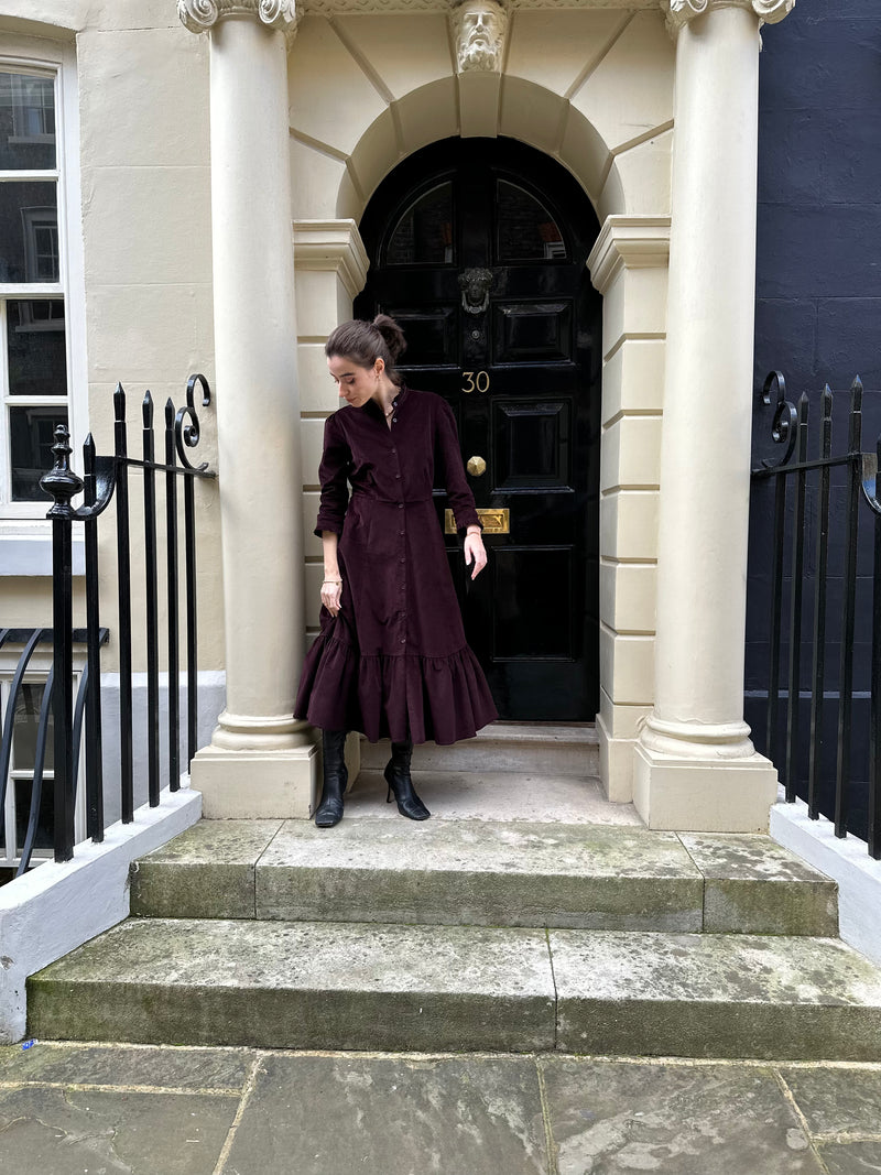 Plum Corduroy Saltaire Shirt Dress by Justine Tabak