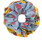 Minna Floral Cotton Scrunchie in Sage Green & Rose by 46 Stitch