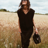 Aldgate Black Satin Maxi Skirt