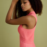 Satin Mix Midi Dress in Pink