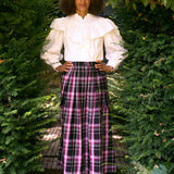 Ruth Check Midi Skirt in Berry & Black