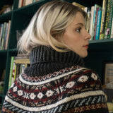 Phoebe Fair Isle Cropped Cardigan in Dark Grey