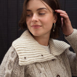 Chloe Cable Knit Cardigan in Light Grey